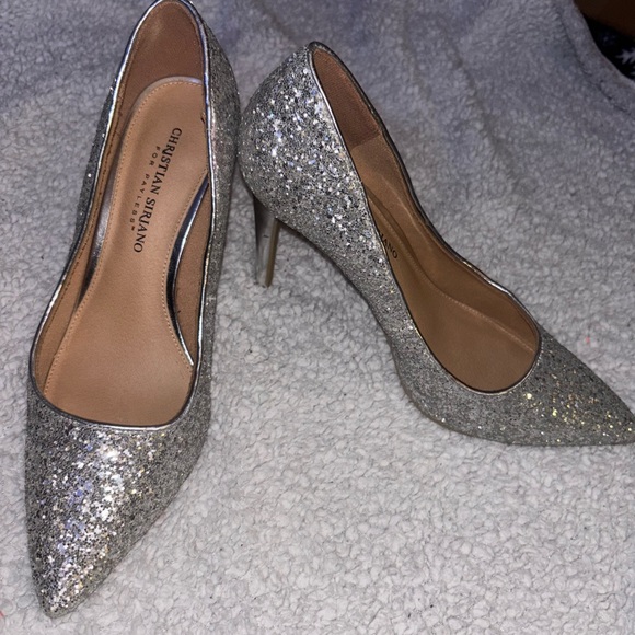 Christian Siriano Shoes - Christian Siriano Silver Stiletto Heels with Glitter